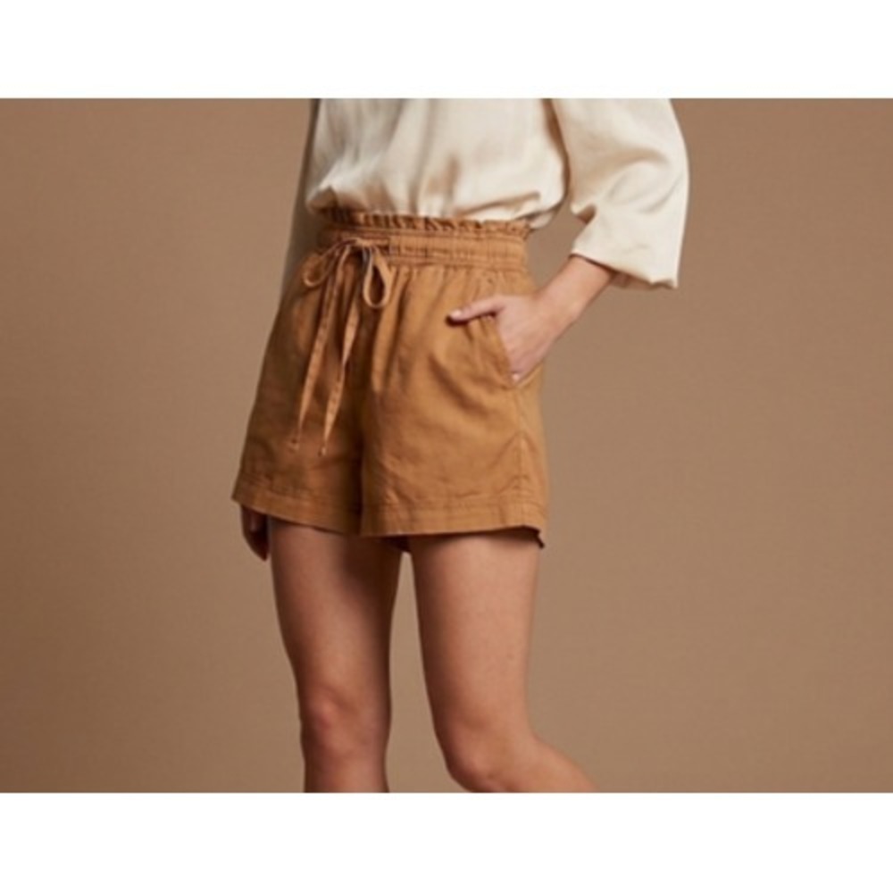 C&C‎ California Paperbag Shorts Womens M Brown Twill 100% Lyocell Elastic Waist